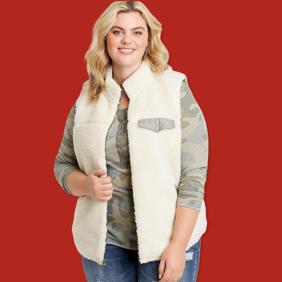 XS Reversible Sherpa Sage Green Zip Up Vest - Picture 5 of 17